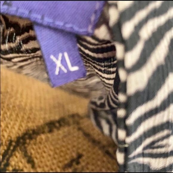 Miley Cyrus Max Azria Juniors Ruffle Blouse Shirt XL Black Gray Elastic Waist - Picture 3 of 5